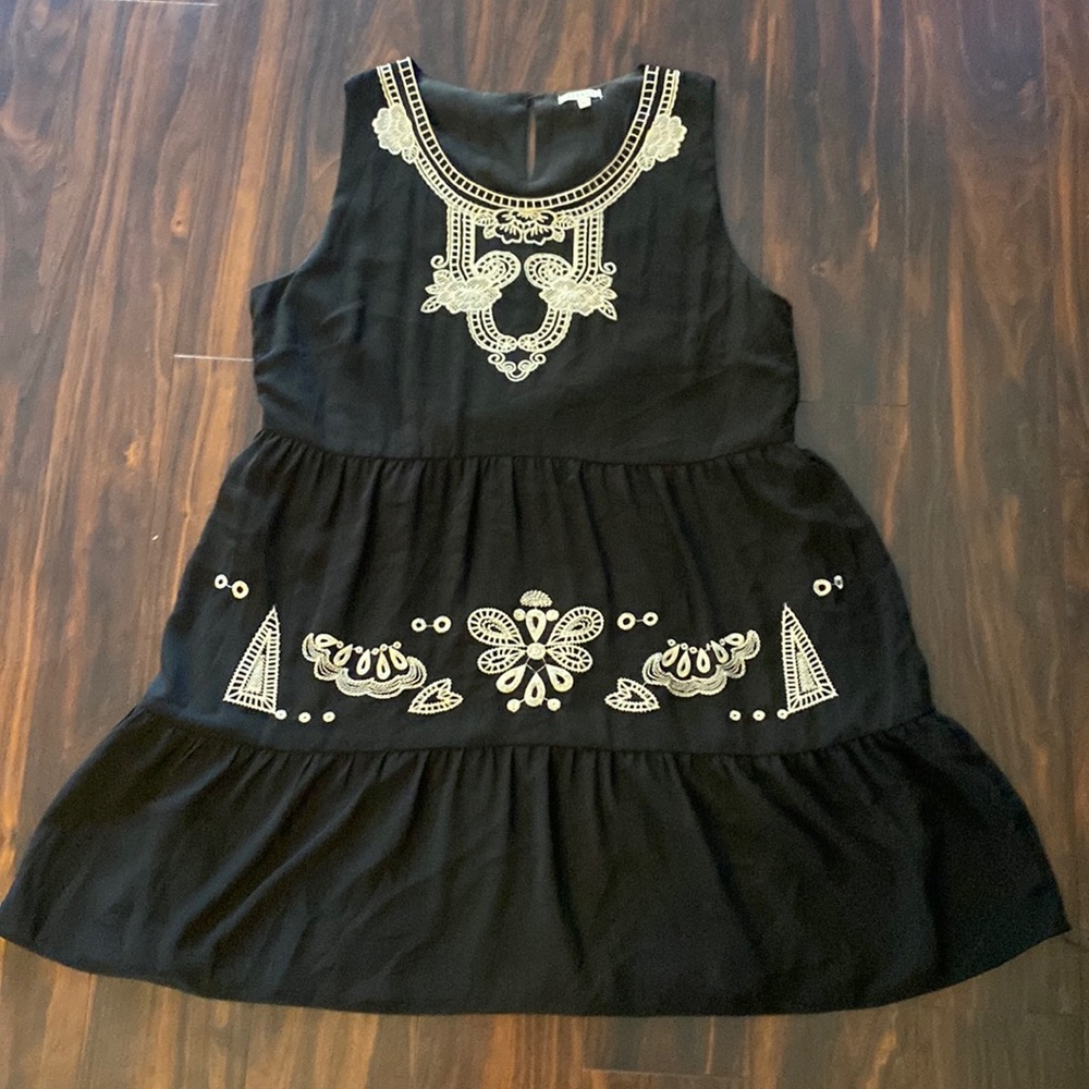 Embroidered tiered dress